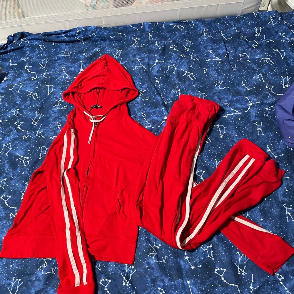 Red 2 piece legging jacket set fashion nova